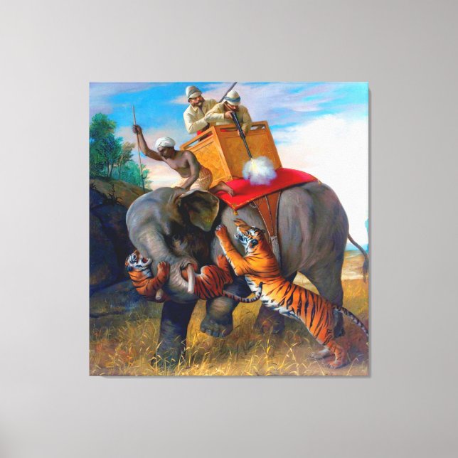 Tigerjakt Briton Rivière 1920   Canvastryck (Framsida)