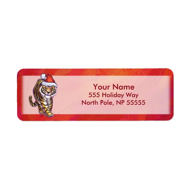 Tigerjul på rött returadress etikett (Framsidan)