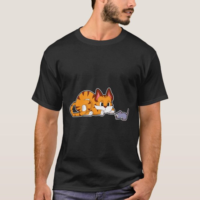 Tigerkatt med mus t shirt (Framsida)