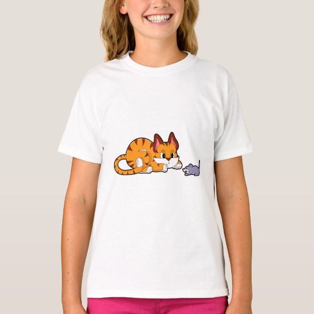 Tigerkatt med mus t shirt (Framsida)