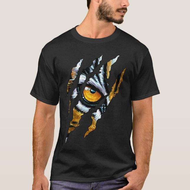 Tigerkatt ögon klo silhuett t shirt (Framsida)