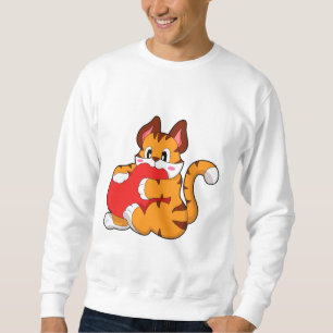 Tigerkatt på Kärlek med hjärta.PNG Lång Ärmad Tröja