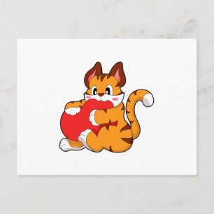 Tigerkatt på kärlek med hjärta.PNG Vykort