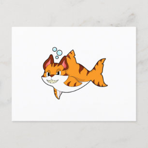 Tigerkatt som haj i vatten.PNG Vykort