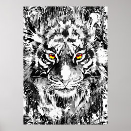 Tigerkonst Poster | Tiger Teckning | Svartvit