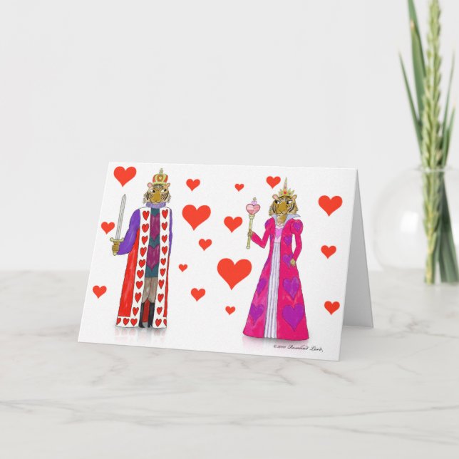 Tigerkung och drottning av hjärtor helgkort (Framsida)