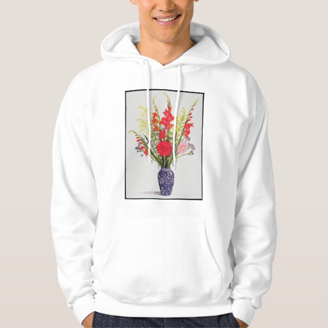 TigerliljaGladioli och Scabious i en blått Hoodie (Framsida)