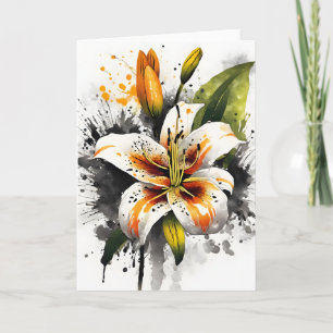 Tigerlily - Akvarellblommor Kort