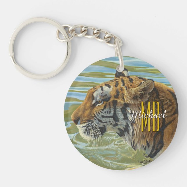 Tigermålning, anpassa monogram och skriptnamn (Framsidan)