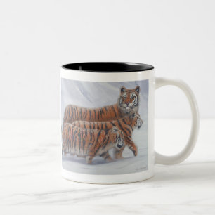 Tigermamma- & ungekaffemugg Två-Tonad mugg