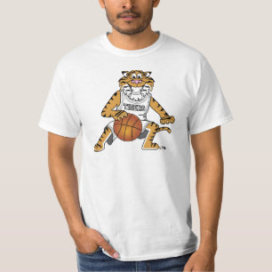 Tigermaskot som leker basket t shirt