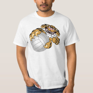 Tigermaskot som leker volleyboll t shirt