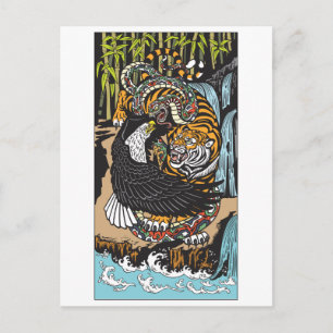 Tigern, Eagle och Snake-striden. Grafik Vykort