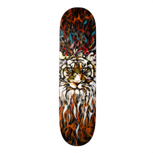 Tigern flammar mini skateboard bräda 18,5 cm