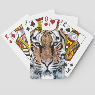 Tigern görar randig porträtt i grafisk pressstil casinokort