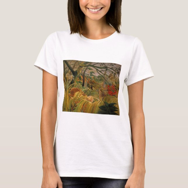Tigern i en tropisk storm av Henri Rousseau Tee Shirt (Framsida)