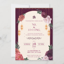 TigerNa Crimson Floral Wedding Invitation Inbjudningar