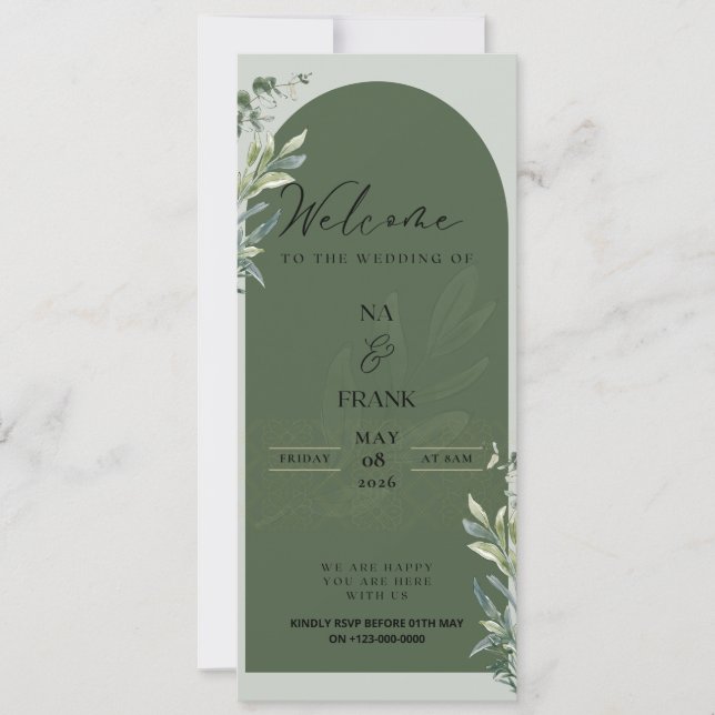 TigerNa Elegant Floral Wedding Invitation Inbjudningar (Framsida)