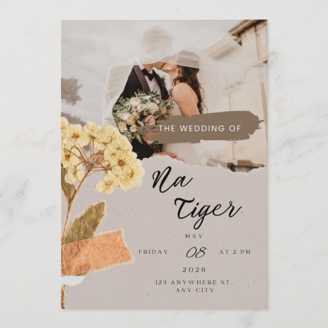 TigerNa Romantisk Botanisk Platt Kort (Framsida)