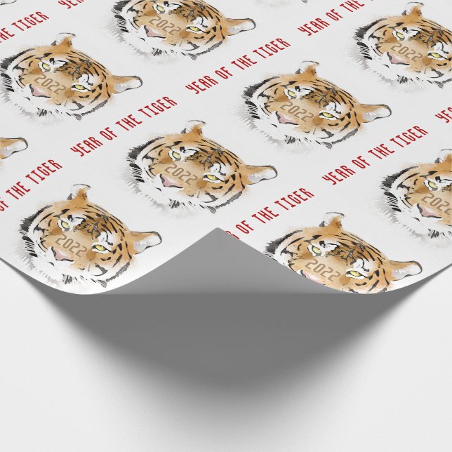 Tigerns år 2022 kinesiskt nyår zodiakdjur presentpapper (Hörn)