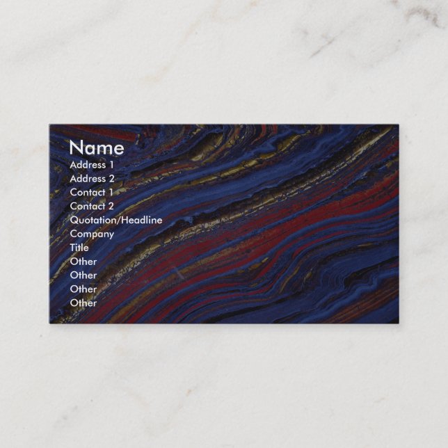 Tigeröga, hematite och jasper visitkort (Framsida)