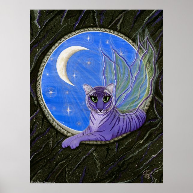 Tigerpixie Fairy Tiger Fantasy Cat Art Skriv ut Poster (Framsidan)