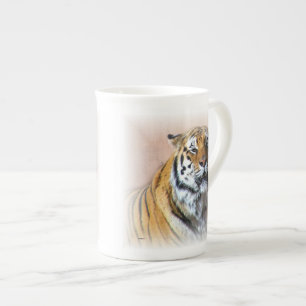 Tigerporträtt Benporslin Mugg