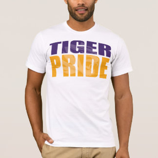 Tigerpridevit på vit tee shirt