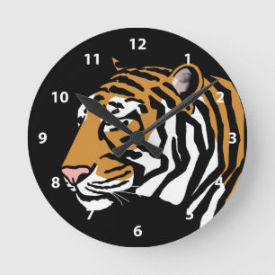 Tigerprofilporträtt Rund Klocka