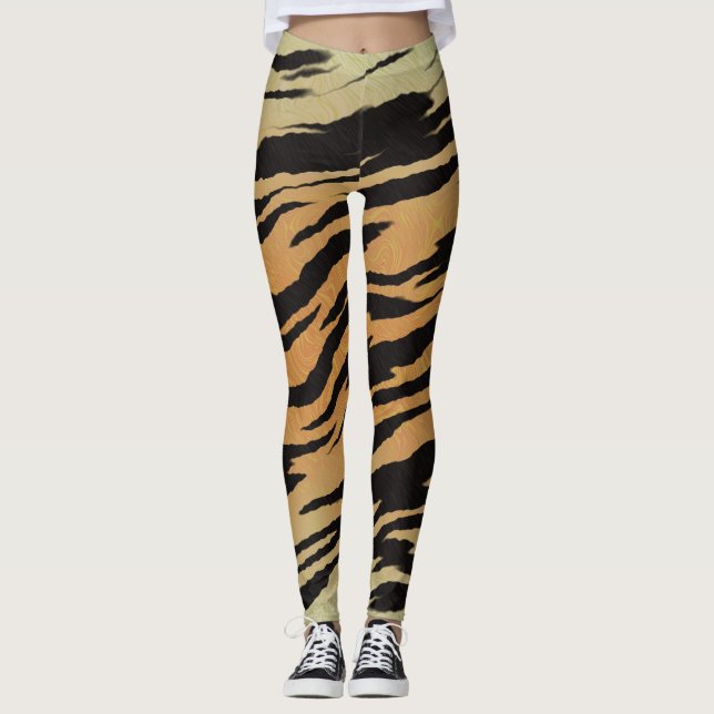 Tigerränder Snyggt Djurtryck Leggings (Framsida)