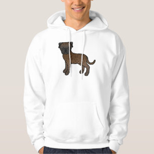 Tigerrandig Bullmastiff Söt Tecknad Hund Hoodie