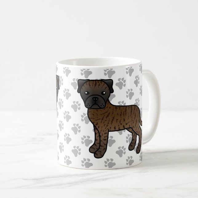 Tigerrandig Bullmastiff Söt Tecknad Hund Kaffemugg (Framsida höger)