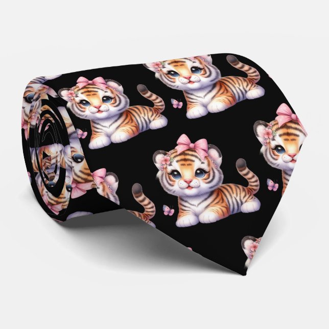 Tigers Adsible Kawaii Cute Neck Tie Slips (Rullad)
