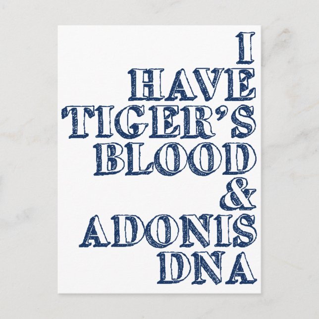 Tigers blod adonis dna Sheen Vykort (Framsida)
