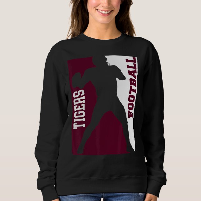 Tigers Football Silhouette Tackle Maroon White Lov T Shirt (Framsida)