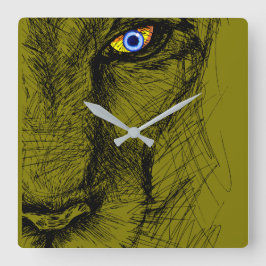 Tigers Gaze Wall Clock Fyrkantig Klocka