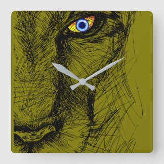Tigers Gaze Wall Clock Fyrkantig Klocka