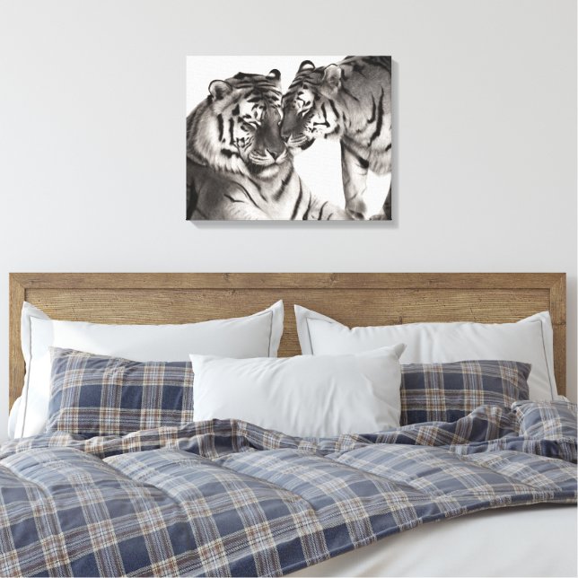 Tigers - Hand-Payed Wildlife Porträtt Canvastryck (Insitu (sovrum))