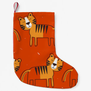 Tigers, hand plockade-bakgrund. Färglöst, sömlös p Liten Julstrumpa