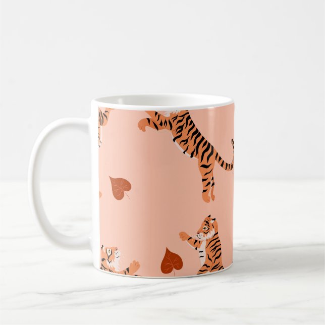 Tigers Höst löv: Vintage Jumping Mönster Kaffemugg (Vänster)