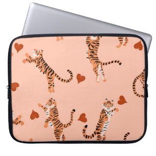 Tigers Höst löv: Vintage Jumping Mönster Laptop Fodral