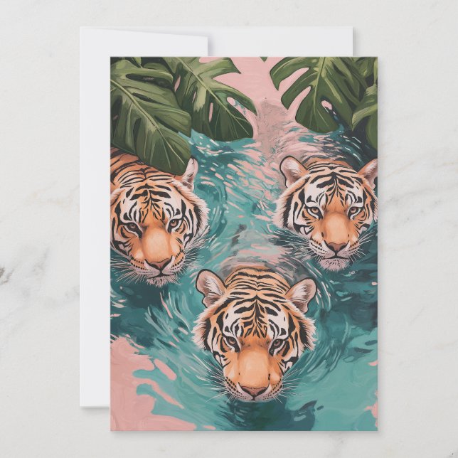 Tigers i Aquatic Äventyr Julkort (Framsida)