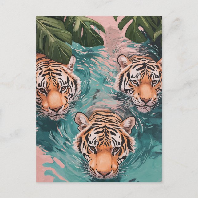 Tigers i Aquatic Äventyr Vykort (Framsida)