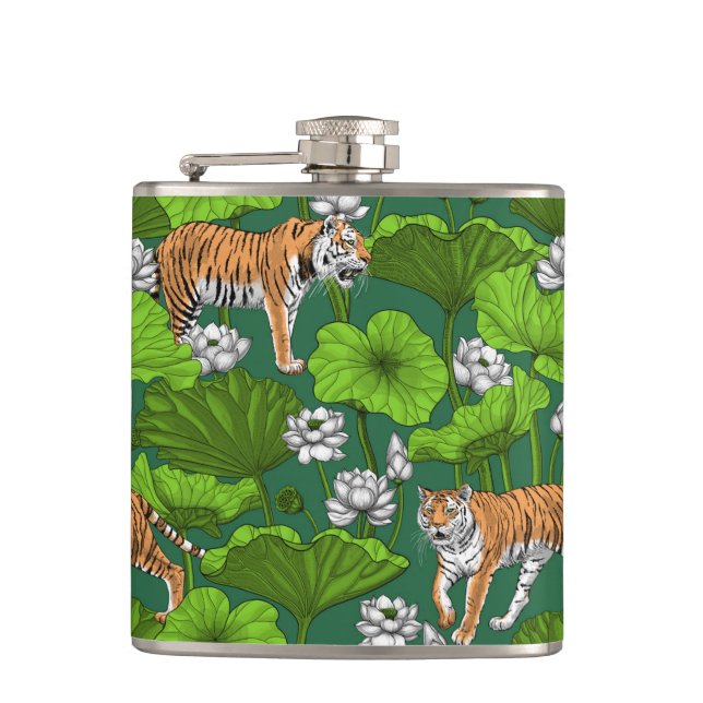 Tigers i den vita lotus dammen fickplunta (Framsidan)
