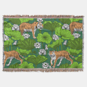 Tigers i den vita lotus dammen filt
