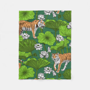 Tigers i den vita lotus dammen fleecefilt
