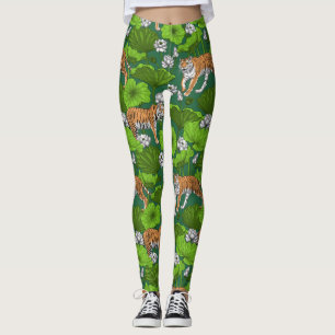 Tigers i den vita lotus dammen leggings