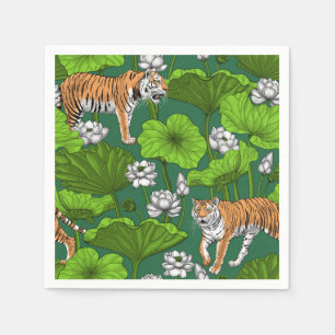 Tigers i den vita lotus dammen pappersservett