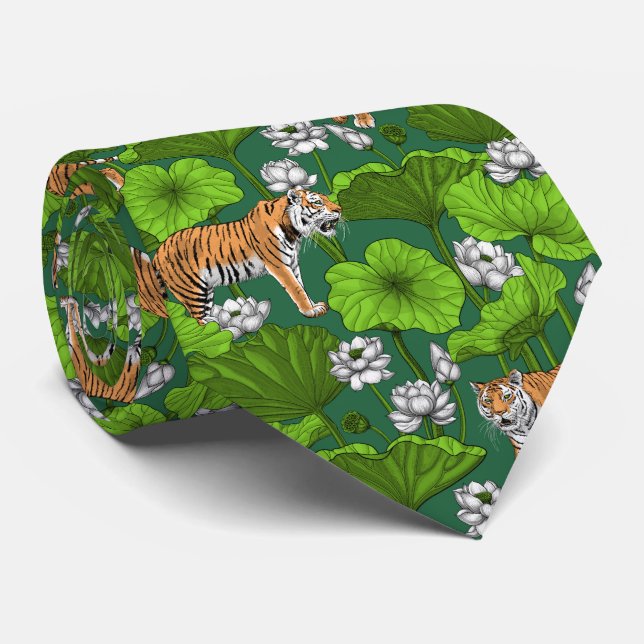Tigers i den vita lotus dammen slips (Rullad)