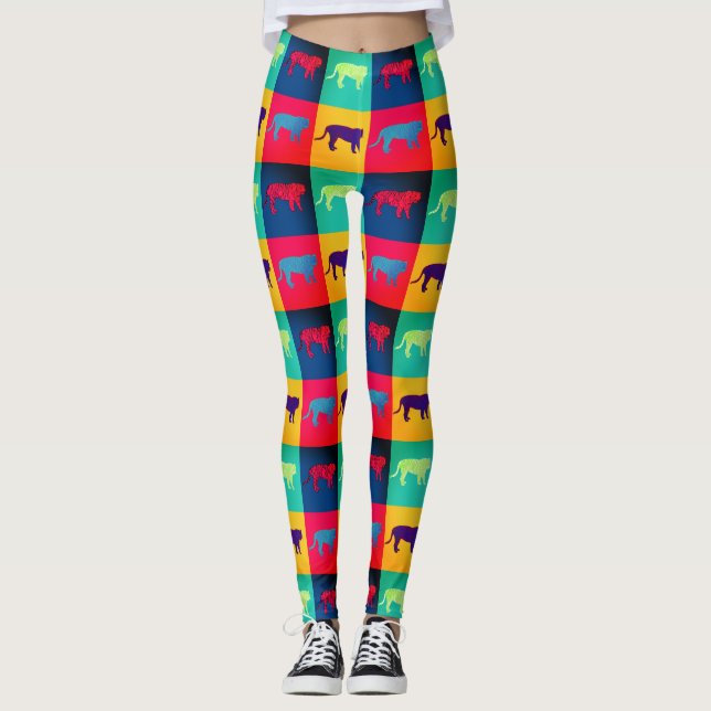 Tigers i popkonst stil leggings (Framsida)
